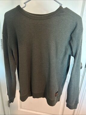 Kids Olive Green Waffle-Knit Sweater